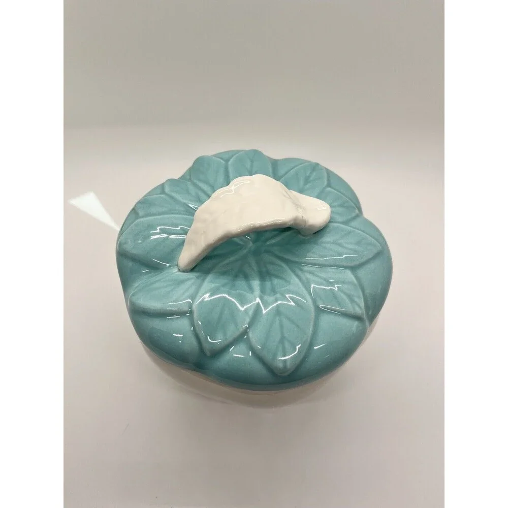 Ceramic Bowl w/Lid for Serving Dips Turquoise Hoenig California Pottery